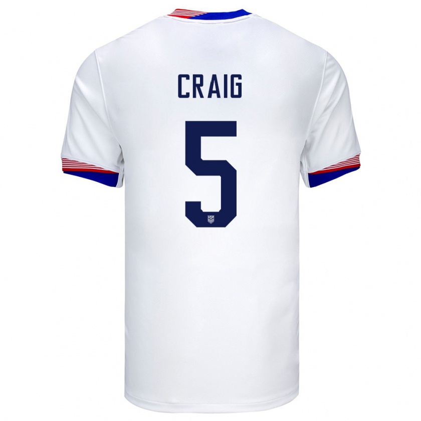 Kandiny Kinder Vereinigte Staaten Brandan Craig #5 Weiß Heimtrikot Trikot 24-26 T-Shirt