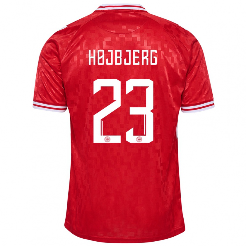 Kandiny Kinder Dänemark Pierre-Emile Højbjerg #23 Rot Heimtrikot Trikot 24-26 T-Shirt