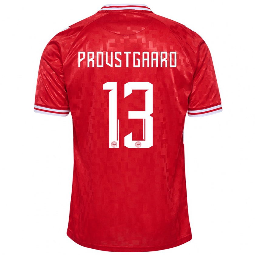 Kandiny Kinder Dänemark Oliver Provstgaard #13 Rot Heimtrikot Trikot 24-26 T-Shirt
