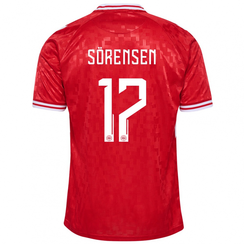 Kandiny Kinder Dänemark Oliver Sörensen #17 Rot Heimtrikot Trikot 24-26 T-Shirt