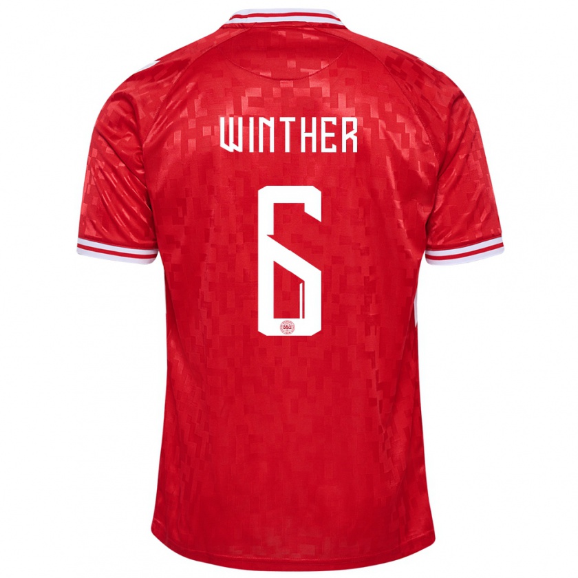 Kandiny Kinder Dänemark Casper Winther #6 Rot Heimtrikot Trikot 24-26 T-Shirt