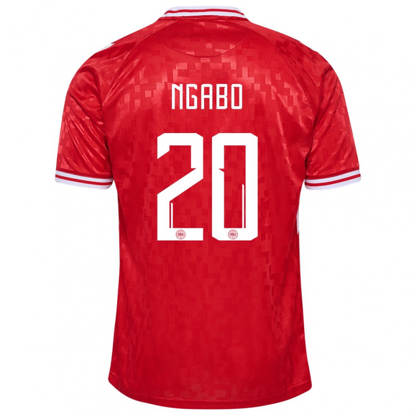 Kandiny Kinder Dänemark Sanders Ngabo #20 Rot Heimtrikot Trikot 24-26 T-Shirt
