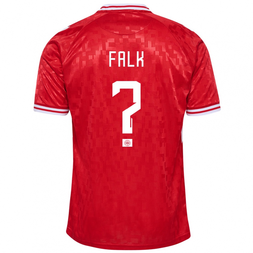 Kandiny Kinder Dänemark Lukas Falk #0 Rot Heimtrikot Trikot 24-26 T-Shirt