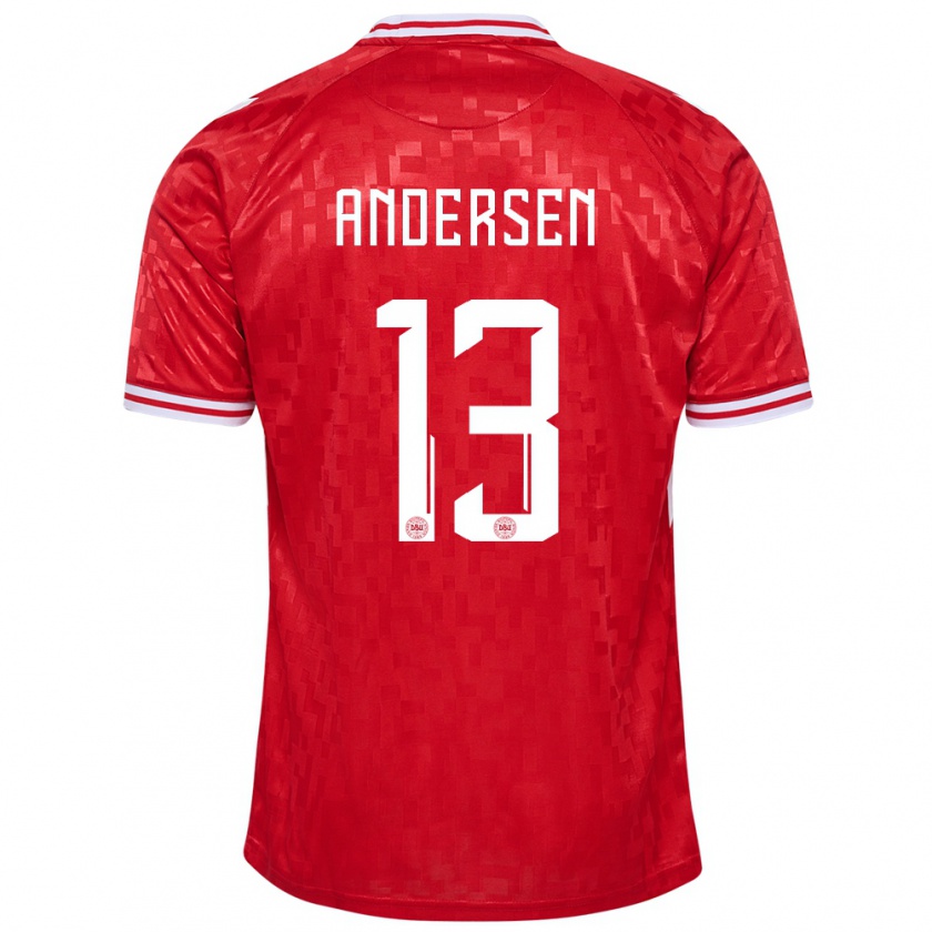 Kandiny Kinder Dänemark Frej Andersen #13 Rot Heimtrikot Trikot 24-26 T-Shirt