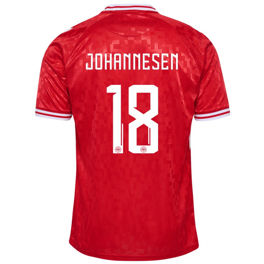 Kandiny Kinder Dänemark Sofus Johannesen #18 Rot Heimtrikot Trikot 24-26 T-Shirt