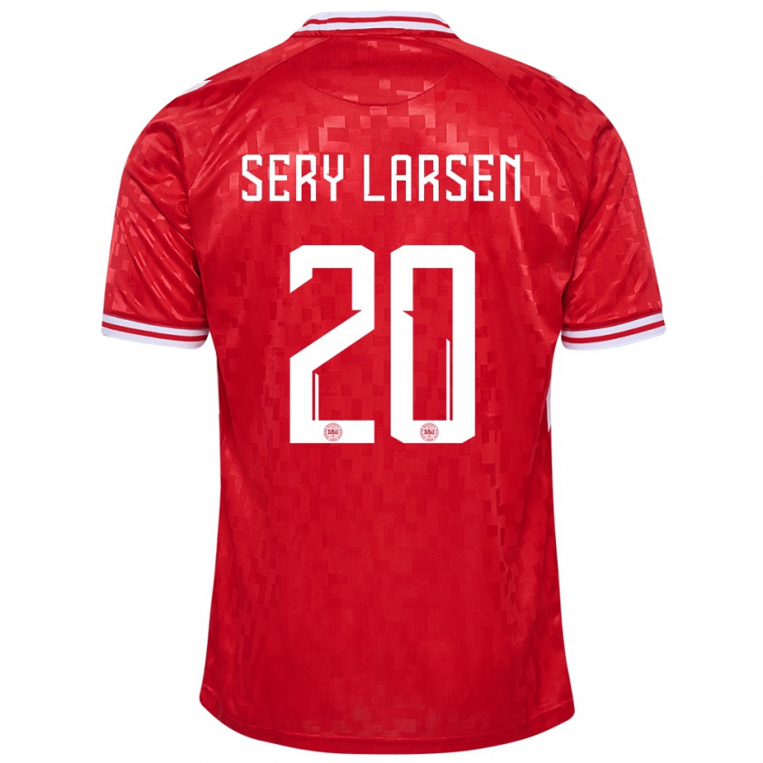 Kandiny Kinder Dänemark Japhet Sery Larsen #20 Rot Heimtrikot Trikot 24-26 T-Shirt