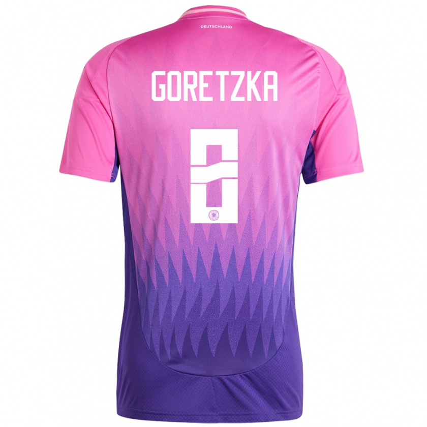 Kandiny Kinder Deutschland Leon Goretzka #8 Pink Lila Auswärtstrikot Trikot 24-26 T-Shirt