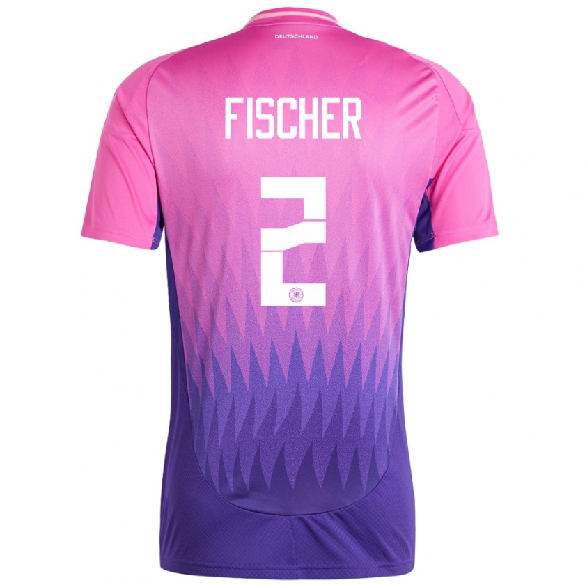 Kandiny Kinder Deutschland Kilian Fischer #2 Pink Lila Auswärtstrikot Trikot 24-26 T-Shirt