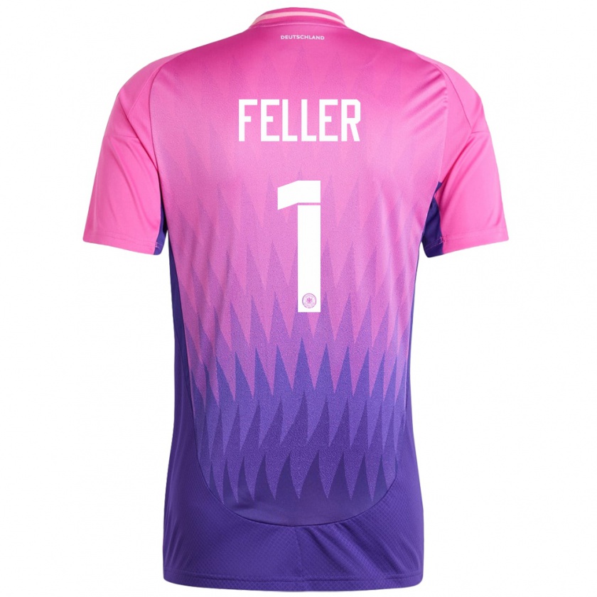 Kandiny Kinder Deutschland Frank Feller #1 Pink Lila Auswärtstrikot Trikot 24-26 T-Shirt