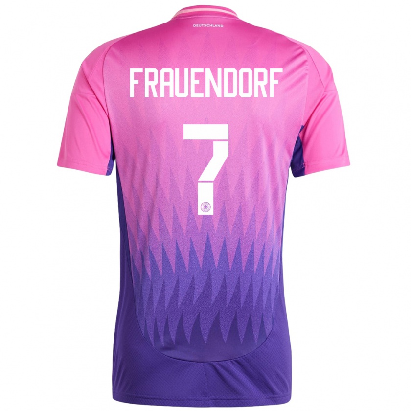 Kandiny Kinder Deutschland Melkamu Frauendorf #7 Pink Lila Auswärtstrikot Trikot 24-26 T-Shirt