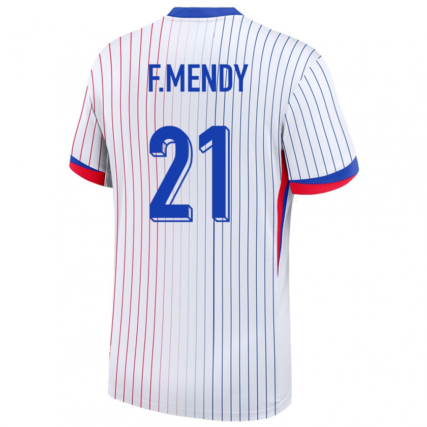 Kandiny Kinder Frankreich Ferland Mendy #21 Weiß Auswärtstrikot Trikot 24-26 T-Shirt