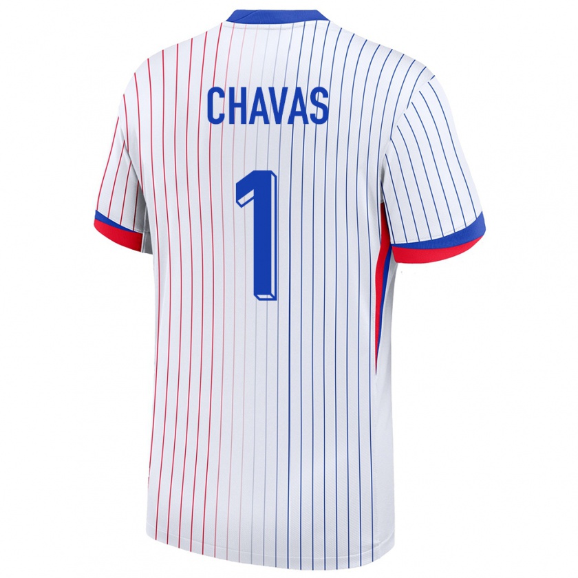 Kandiny Kinder Frankreich Mylene Chavas #1 Weiß Auswärtstrikot Trikot 24-26 T-Shirt