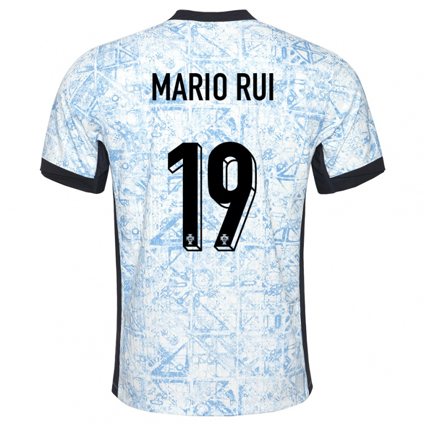 Kandiny Kinder Portugal Mario Rui #19 Cremeblau Auswärtstrikot Trikot 24-26 T-Shirt