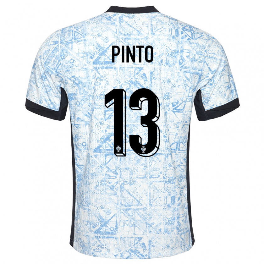 Kandiny Kinder Portugal Fatima Pinto #13 Cremeblau Auswärtstrikot Trikot 24-26 T-Shirt