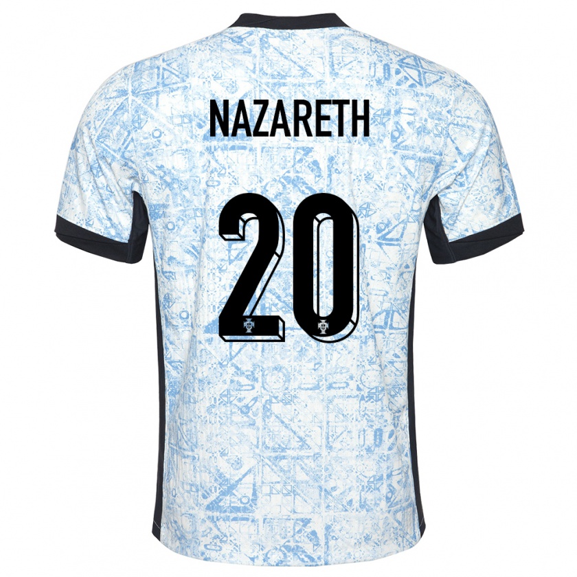Kandiny Kinder Portugal Kika Nazareth #20 Cremeblau Auswärtstrikot Trikot 24-26 T-Shirt