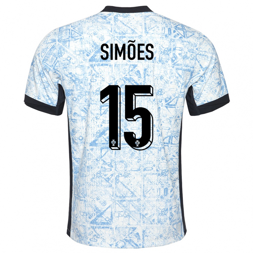 Kandiny Kinder Portugal Joao Simoes #15 Cremeblau Auswärtstrikot Trikot 24-26 T-Shirt