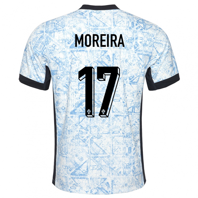 Kandiny Kinder Portugal Goncalo Moreira #17 Cremeblau Auswärtstrikot Trikot 24-26 T-Shirt