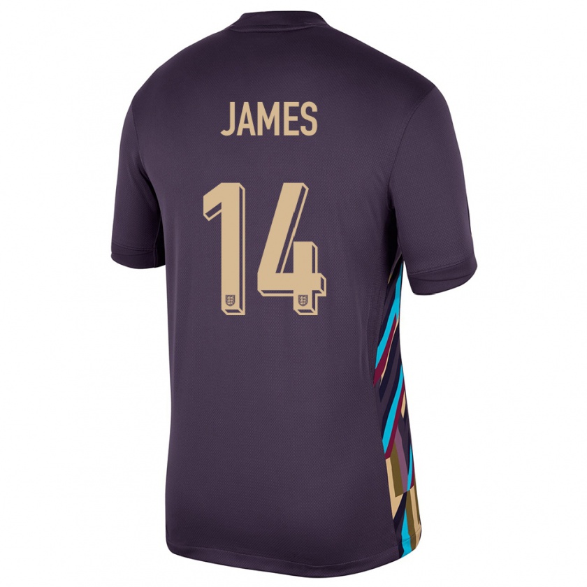 Kandiny Kinder England Reece James #14 Dunkle Rosine Auswärtstrikot Trikot 24-26 T-Shirt