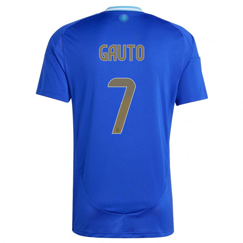 Kandiny Kinder Argentinien Juan Gauto #7 Blau Auswärtstrikot Trikot 24-26 T-Shirt