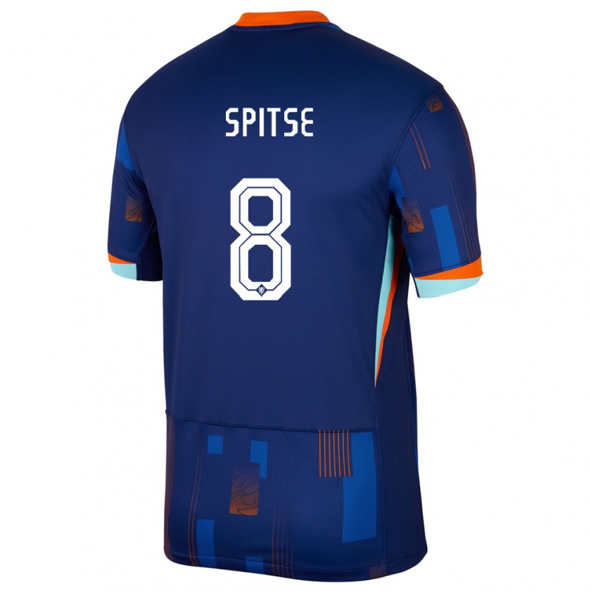 Kandiny Kinder Niederlande Sherida Spitse #8 Blau Auswärtstrikot Trikot 24-26 T-Shirt