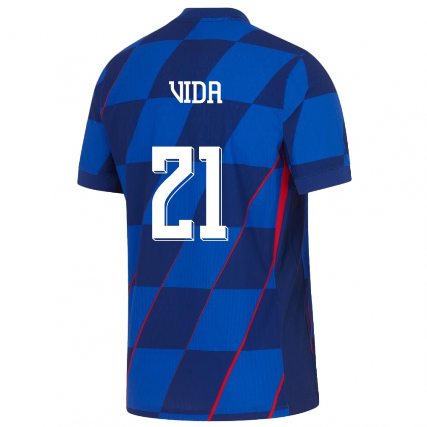 Kandiny Kinder Kroatien Domagoj Vida #21 Blau Auswärtstrikot Trikot 24-26 T-Shirt