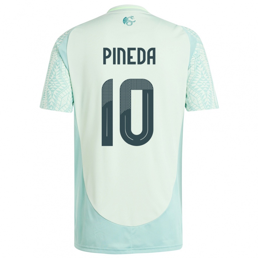 Kandiny Kinder Mexiko Orbelin Pineda #10 Leinengrün Auswärtstrikot Trikot 24-26 T-Shirt
