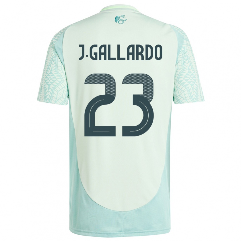 Kandiny Kinder Mexiko Jesus Gallardo #23 Leinengrün Auswärtstrikot Trikot 24-26 T-Shirt
