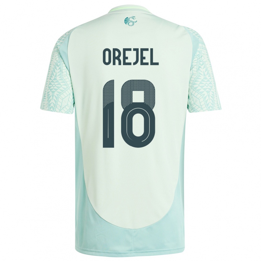 Kandiny Kinder Mexiko Jocelyn Orejel #18 Leinengrün Auswärtstrikot Trikot 24-26 T-Shirt