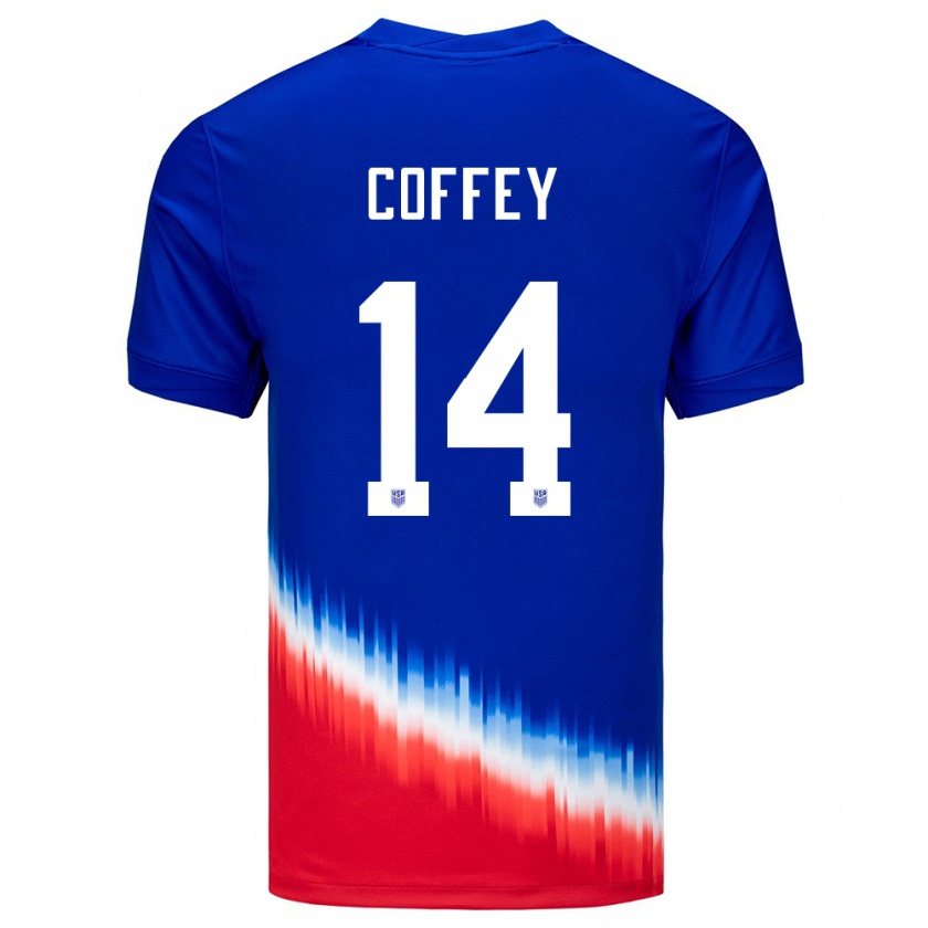Kandiny Kinder Vereinigte Staaten Sam Coffey #14 Blau Auswärtstrikot Trikot 24-26 T-Shirt