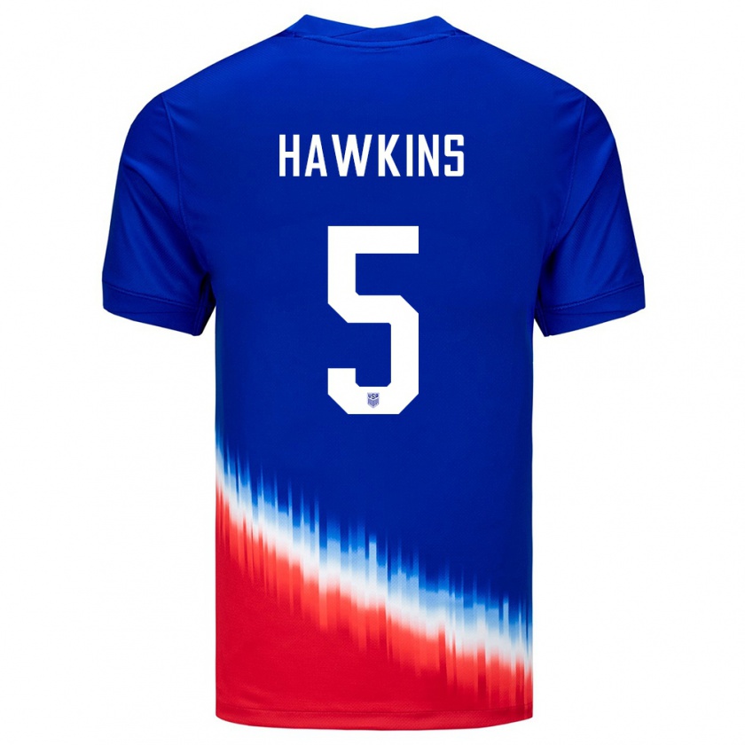 Kandiny Kinder Vereinigte Staaten Stuart Hawkins #5 Blau Auswärtstrikot Trikot 24-26 T-Shirt