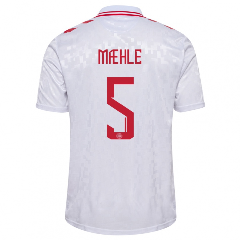 Kandiny Kinder Dänemark Joakim Maehle #5 Weiß Auswärtstrikot Trikot 24-26 T-Shirt