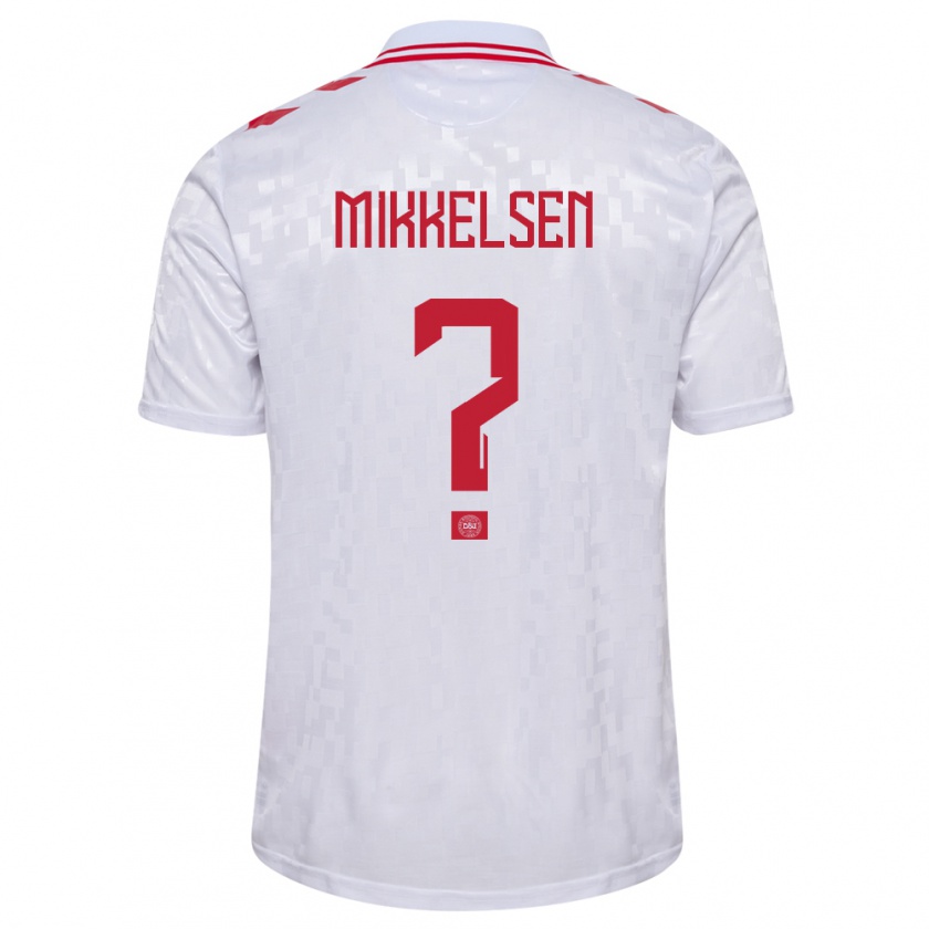 Kandiny Kinder Dänemark Sebastian Mikkelsen #0 Weiß Auswärtstrikot Trikot 24-26 T-Shirt