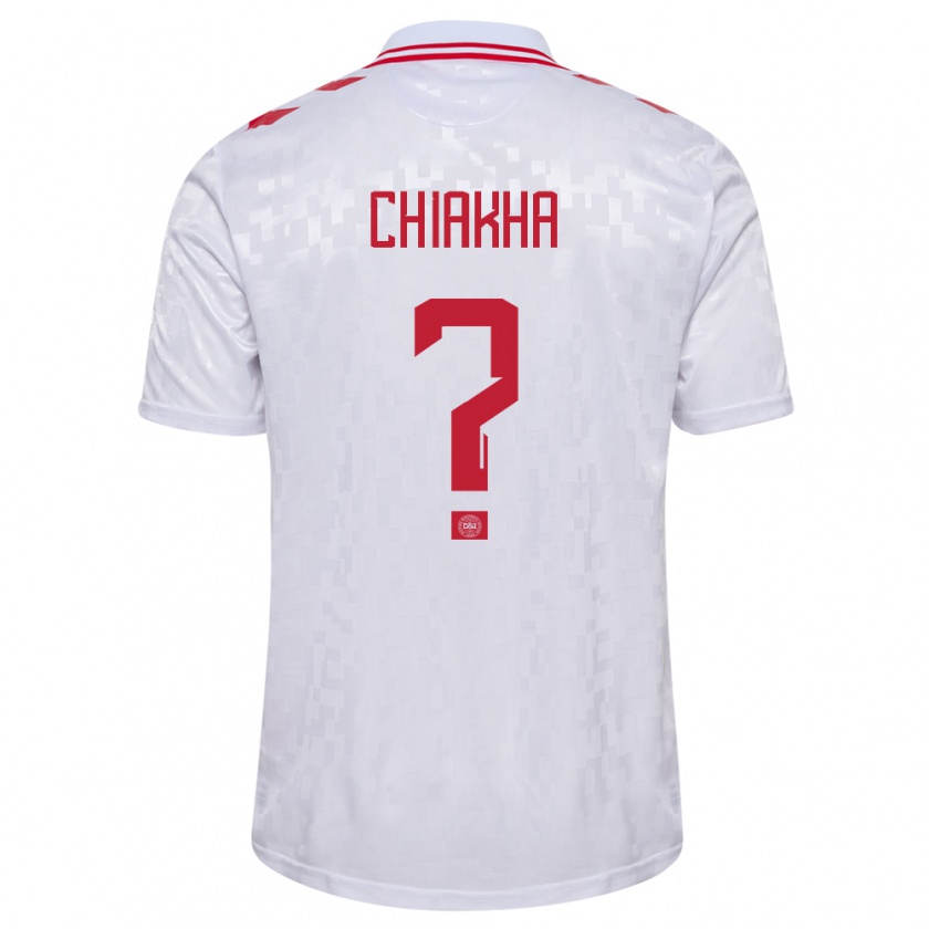 Kandiny Kinder Dänemark Amin Chiakha #0 Weiß Auswärtstrikot Trikot 24-26 T-Shirt