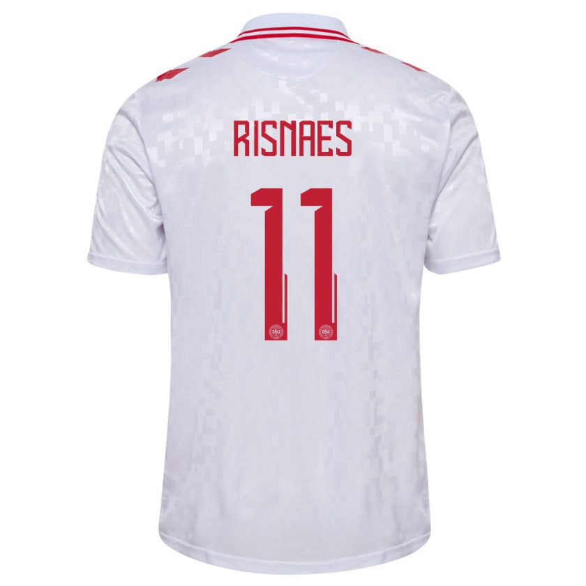 Kandiny Kinder Dänemark Roberto Risnaes #11 Weiß Auswärtstrikot Trikot 24-26 T-Shirt