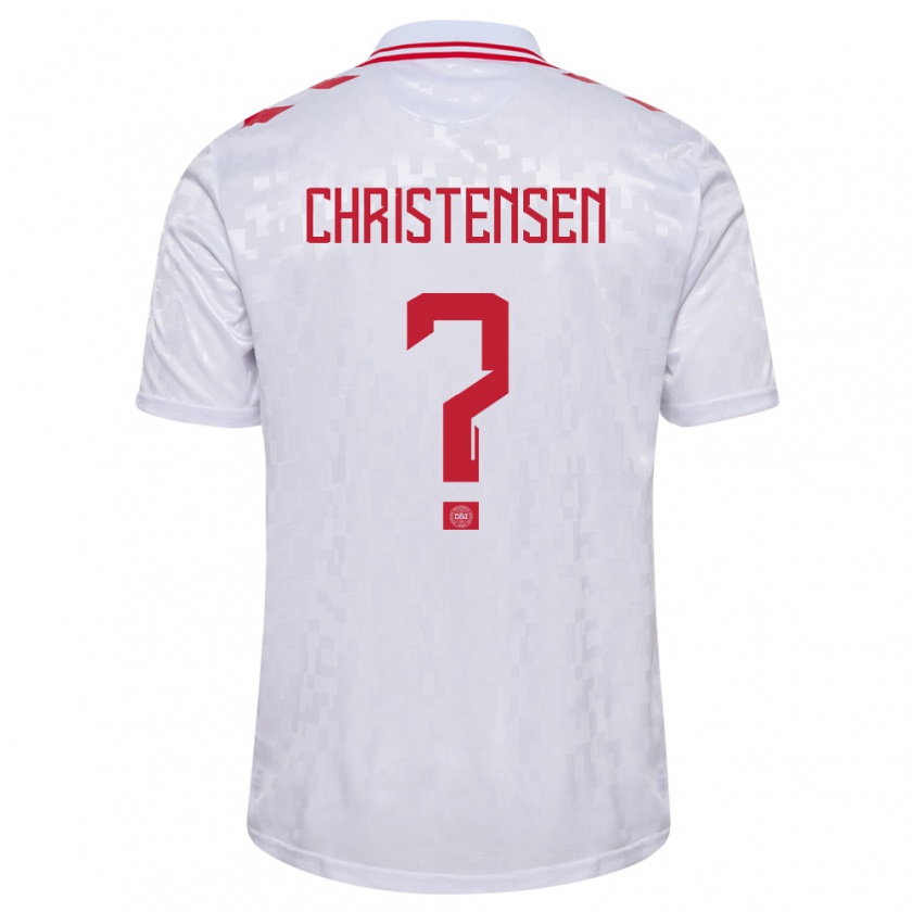 Kandiny Kinder Dänemark Sebastian Christensen #0 Weiß Auswärtstrikot Trikot 24-26 T-Shirt
