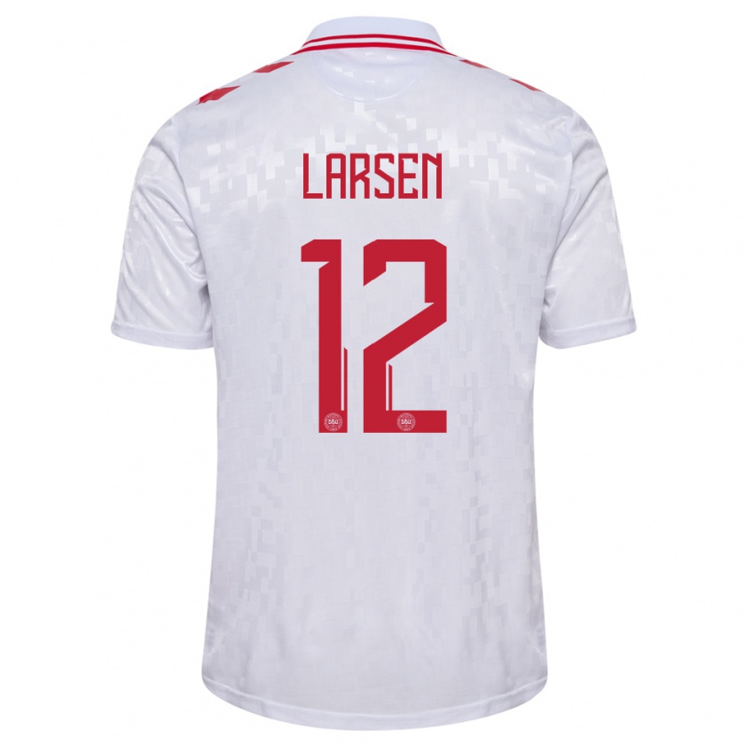 Kandiny Kinder Dänemark Stine Larsen #12 Weiß Auswärtstrikot Trikot 24-26 T-Shirt