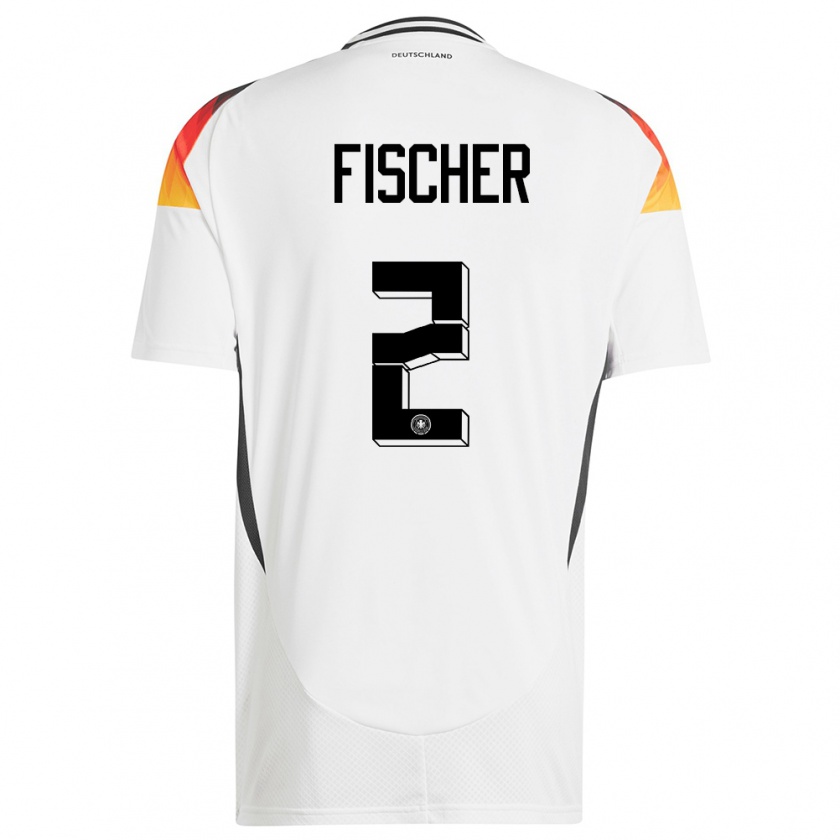 Kandiny Herren Deutschland Kilian Fischer #2 Weiß Heimtrikot Trikot 24-26 T-Shirt