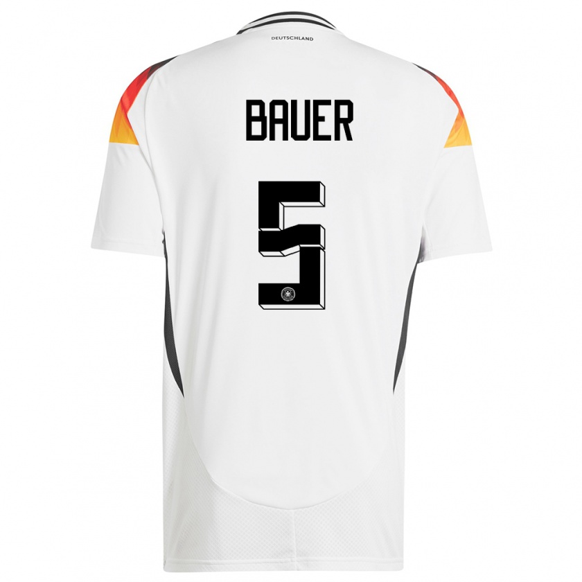 Kandiny Herren Deutschland Maximilian Bauer #5 Weiß Heimtrikot Trikot 24-26 T-Shirt