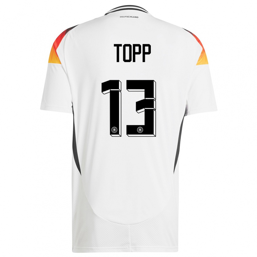 Kandiny Herren Deutschland Keke Topp #13 Weiß Heimtrikot Trikot 24-26 T-Shirt
