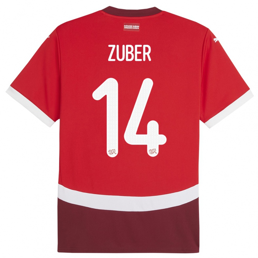 Kandiny Herren Schweiz Steven Zuber #14 Rot Heimtrikot Trikot 24-26 T-Shirt