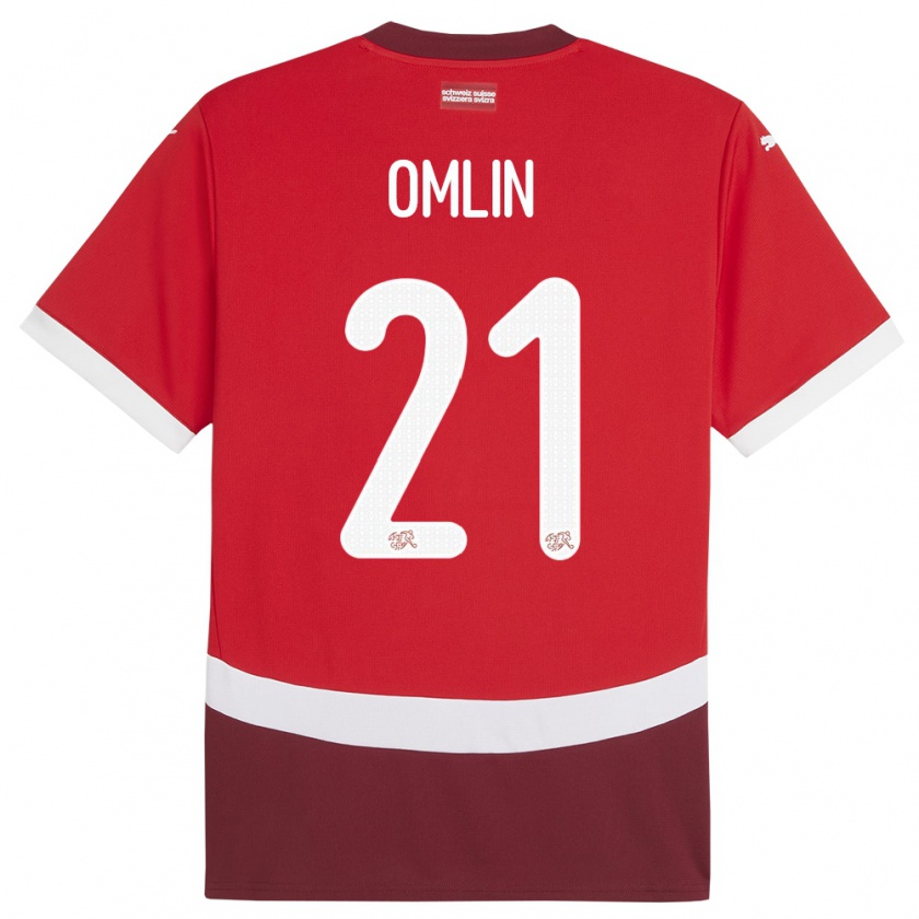 Kandiny Herren Schweiz Jonas Omlin #21 Rot Heimtrikot Trikot 24-26 T-Shirt