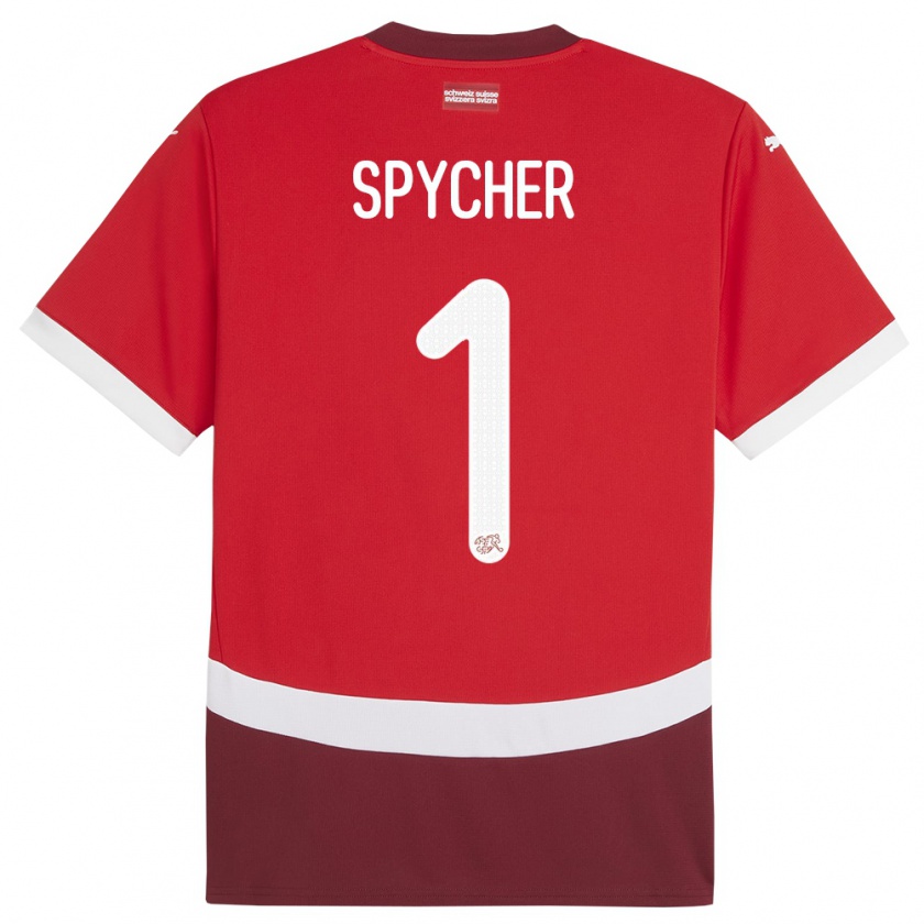 Kandiny Herren Schweiz Tim Spycher #1 Rot Heimtrikot Trikot 24-26 T-Shirt