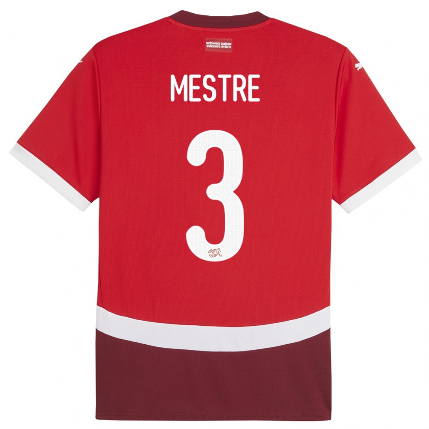 Kandiny Herren Schweiz Luis Mestre #3 Rot Heimtrikot Trikot 24-26 T-Shirt