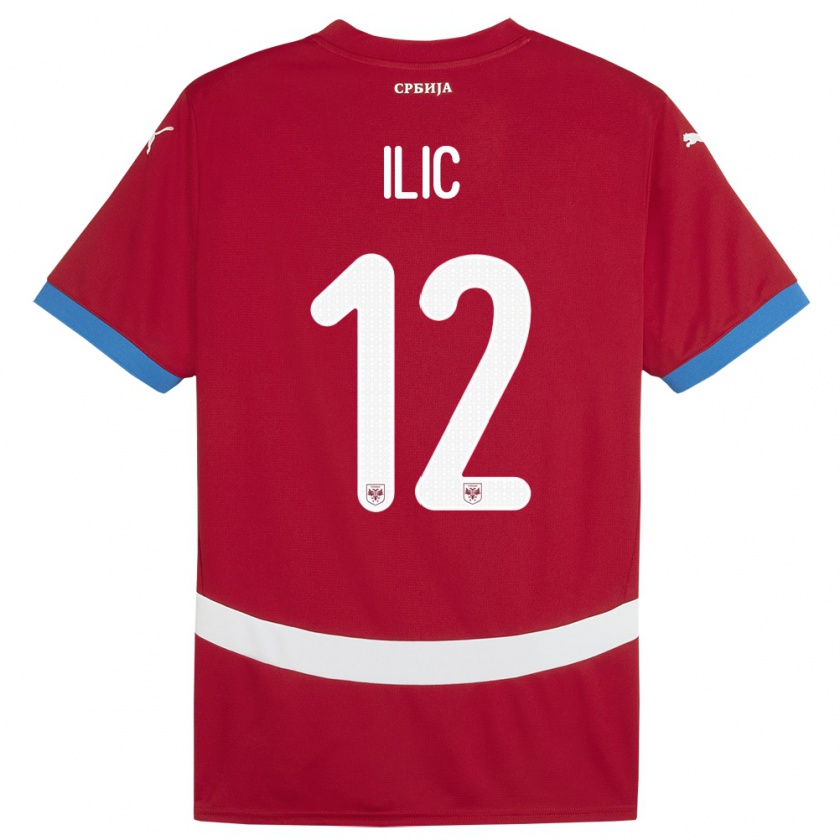 Kandiny Herren Serbien Marko Ilic #12 Rot Heimtrikot Trikot 24-26 T-Shirt