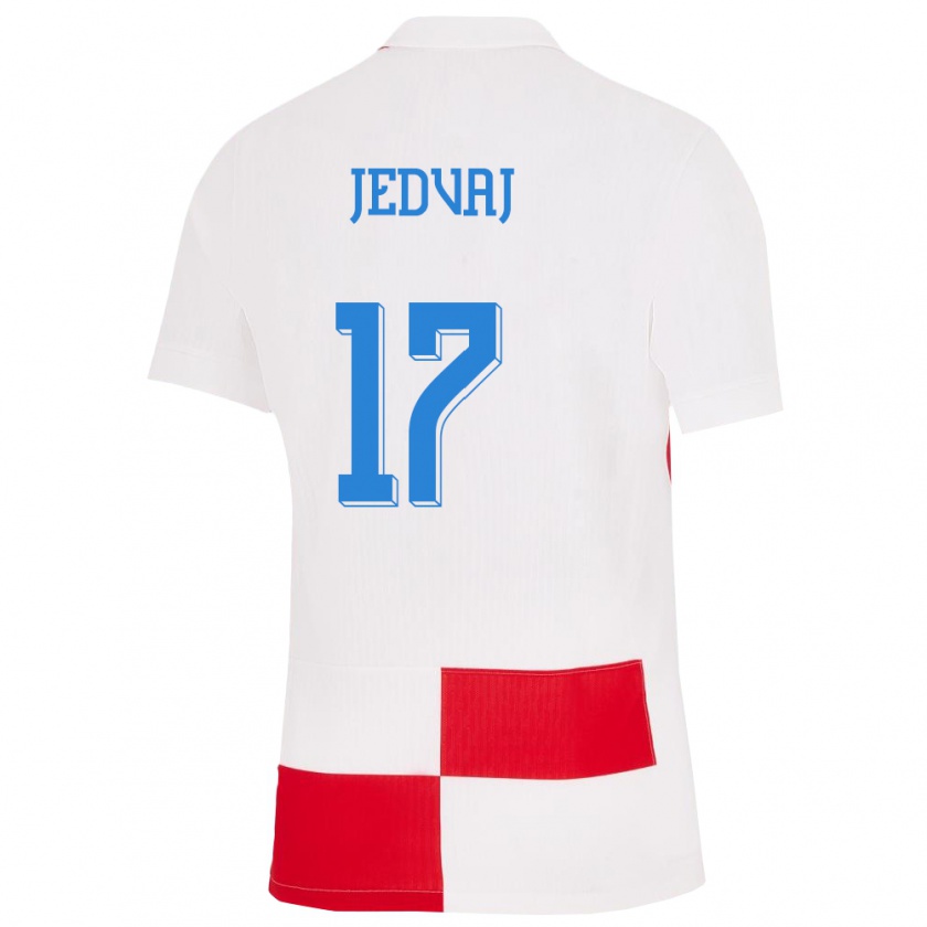 Kandiny Herren Kroatien Karla Jedvaj #17 Weiß Rot Heimtrikot Trikot 24-26 T-Shirt
