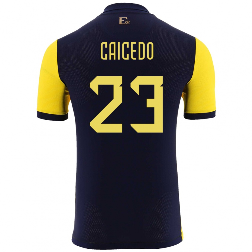 Kandiny Herren Ecuador Moises Caicedo #23 Gelb Heimtrikot Trikot 24-26 T-Shirt