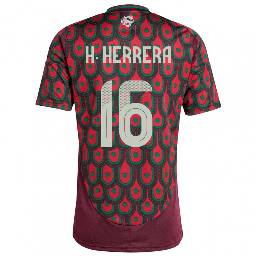 Kandiny Herren Mexiko Hector Herrera #16 Kastanienbraun Heimtrikot Trikot 24-26 T-Shirt
