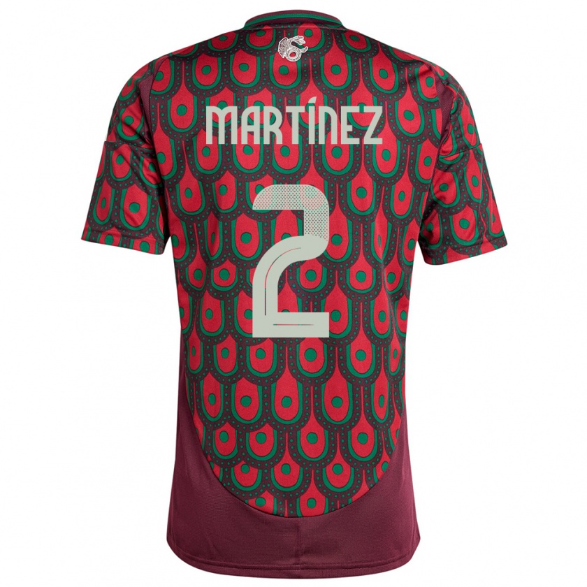 Kandiny Herren Mexiko Emilio Martinez #2 Kastanienbraun Heimtrikot Trikot 24-26 T-Shirt