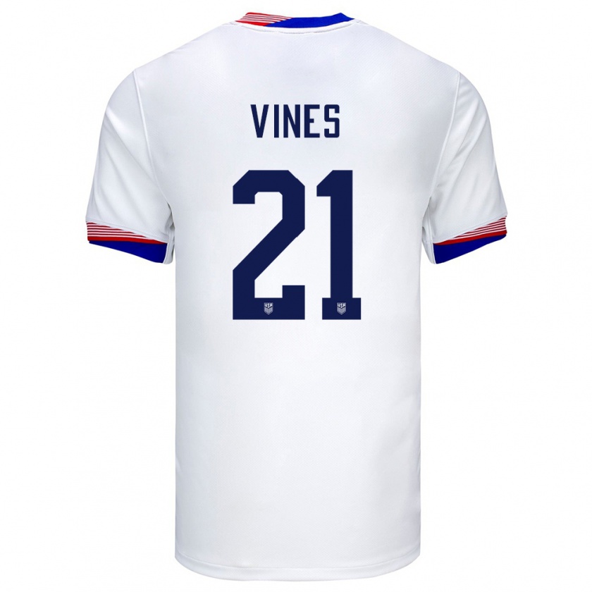 Kandiny Herren Vereinigte Staaten Sam Vines #21 Weiß Heimtrikot Trikot 24-26 T-Shirt