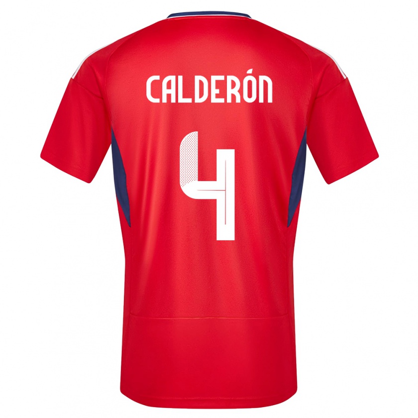 Kandiny Herren Costa Rica Brandon Calderon #4 Rot Heimtrikot Trikot 24-26 T-Shirt